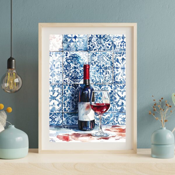 Azulejo Red Wine Art Print